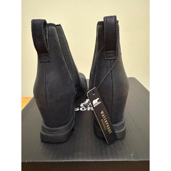Sorel Women's Joan of Arctic Wedge III Chelsea boot in black waterproof full-gra - Picture 3 of 8